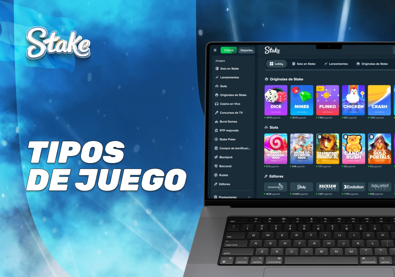 Diferentes categorías de juego disponibles dentro de una plataforma de casino online